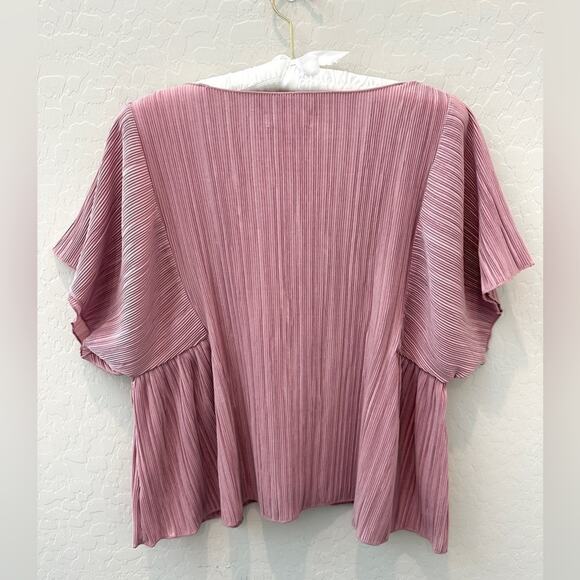 MADEWELL | Textured & Thread Pink Pleated Blouse | Medium - Picture 5 of 8